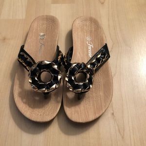 Forever black and gold sandals